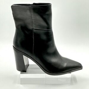 Steve Madden Size 11 Black Leather Pointed Snip Ankle Boots NEW Block Heel $259